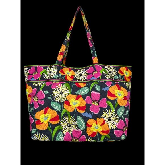 Vera Bradley Jazzy Blooms Quilted Large Tote Bag Colorful Floral & Dual Handles - Picture 1 of 14